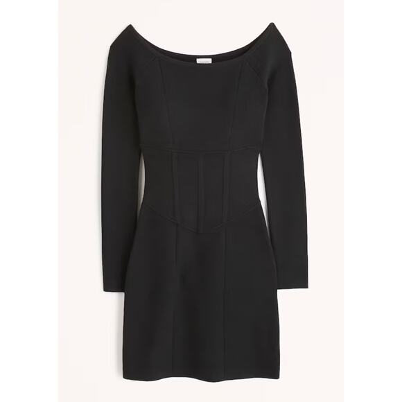 NWT Abercrombie Off-The-Shoulder Corset Mini Dress Black Size Small Tall - Picture 7 of 13